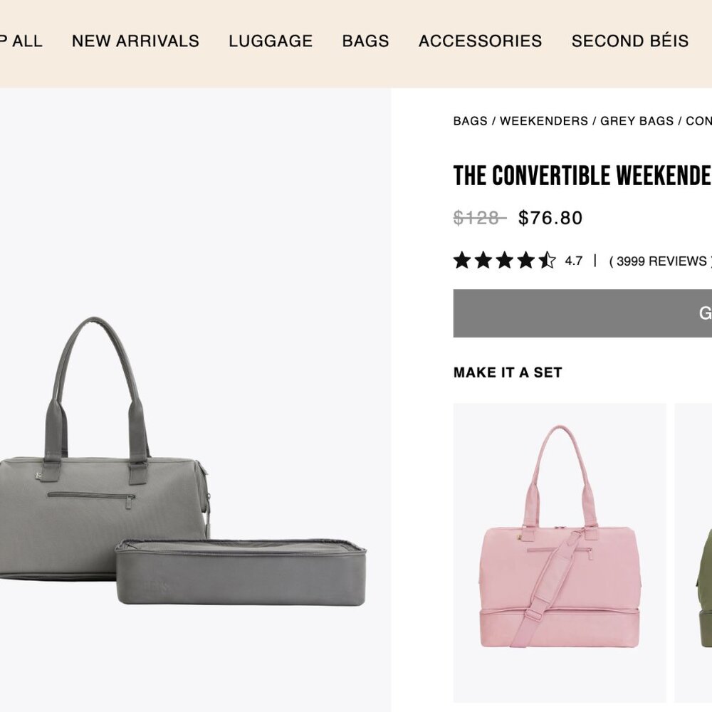 BEIS Weekender Bag (Grey) - Picture 13 of 14